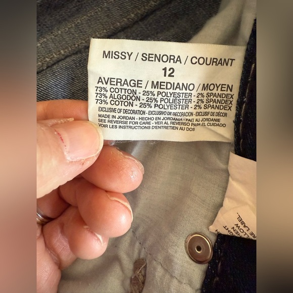 Nine West Womens Jeans SZ 12 Missy Bling Bootcut Midrise Stretch Pockets Dark - Picture 6 of 10